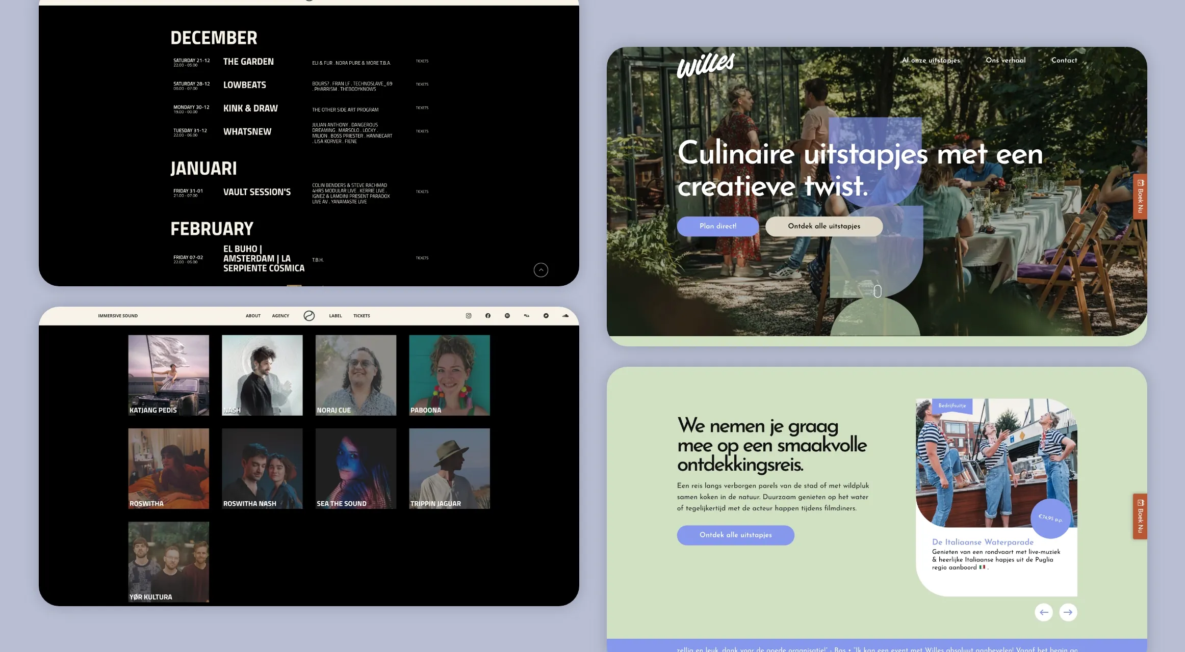 Evenementen website op desktop