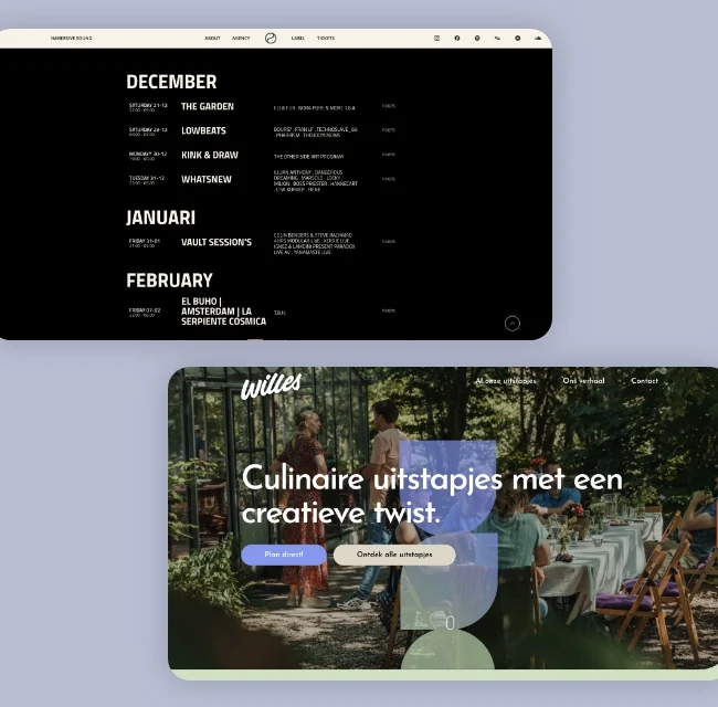 Evenementen websites op mobiel
