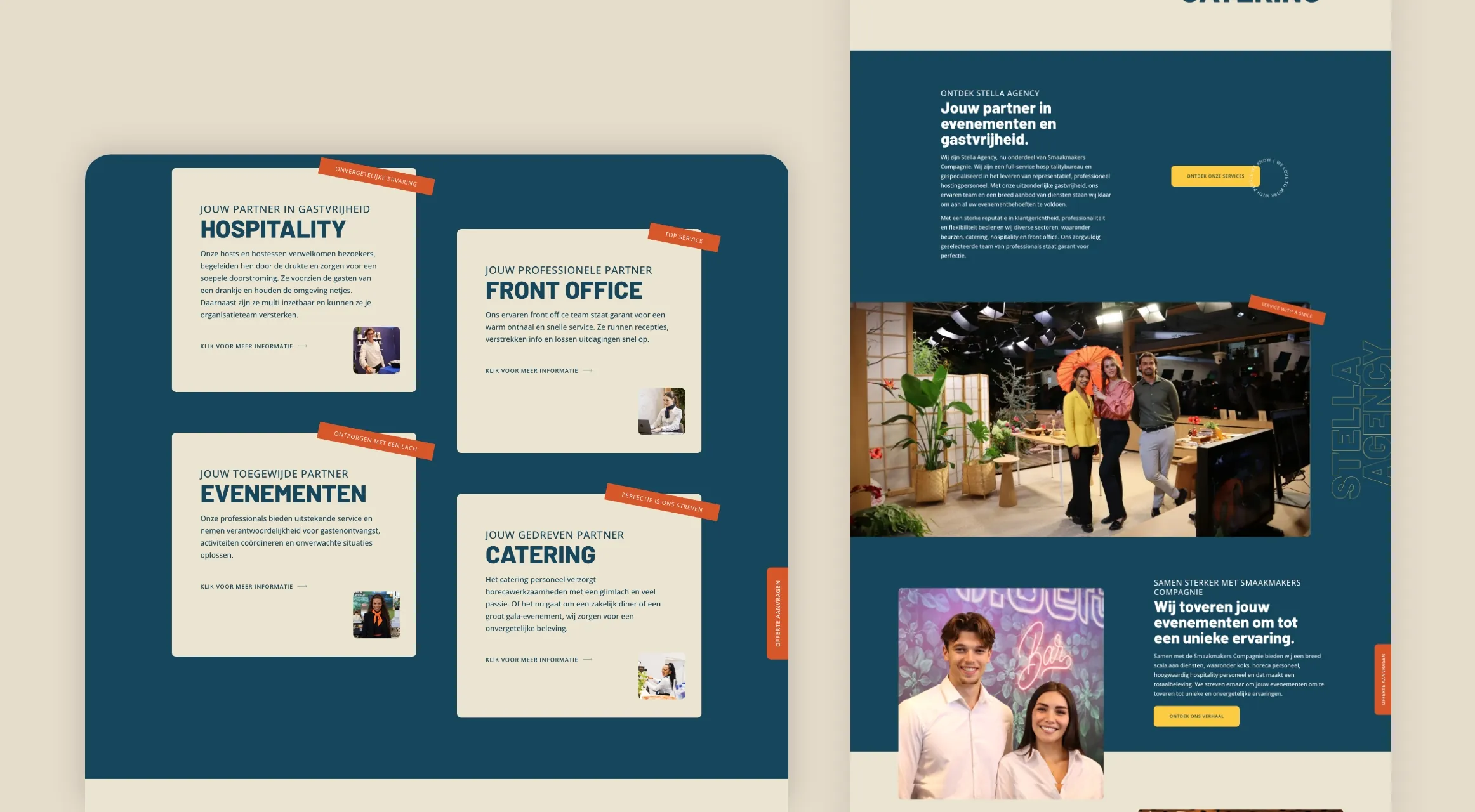Hospitality website op desktop