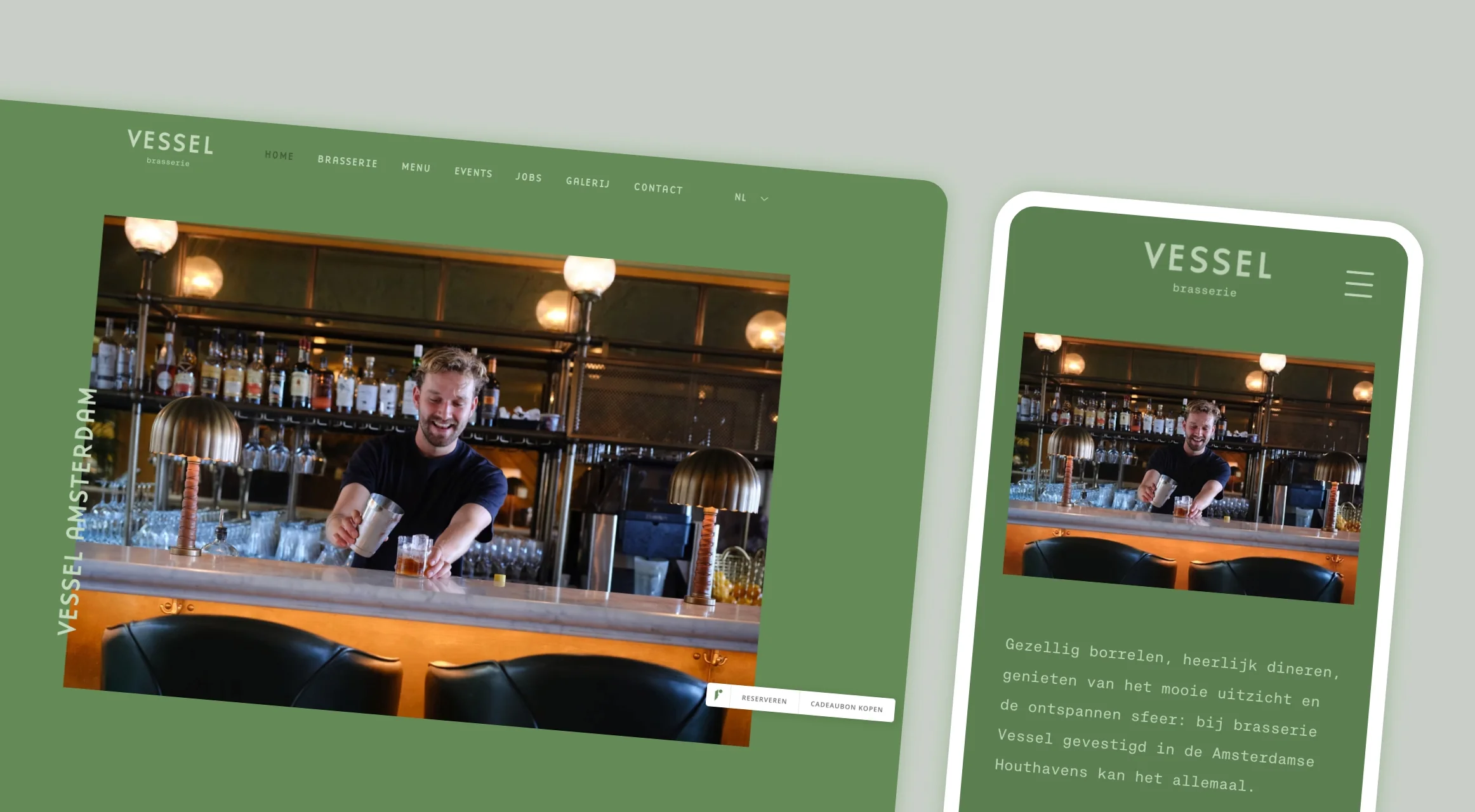 Desktop versie van de website Vessel